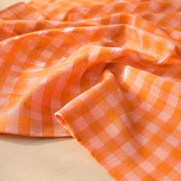 Coton carreaux moyens - Orange