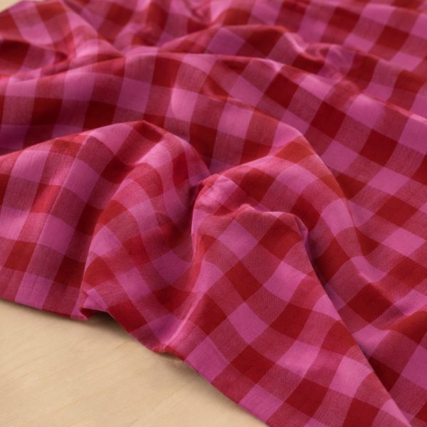 Coton gros carreaux - Rouge & rose