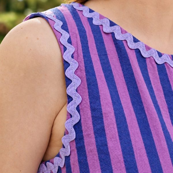 Coton grosses rayures - Mauve
