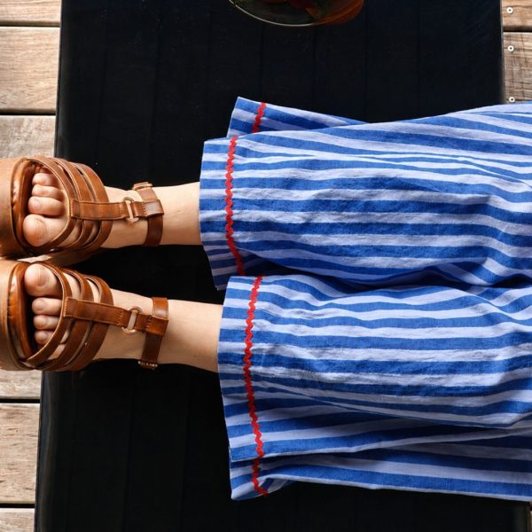 Coton grosses rayures - Bleu