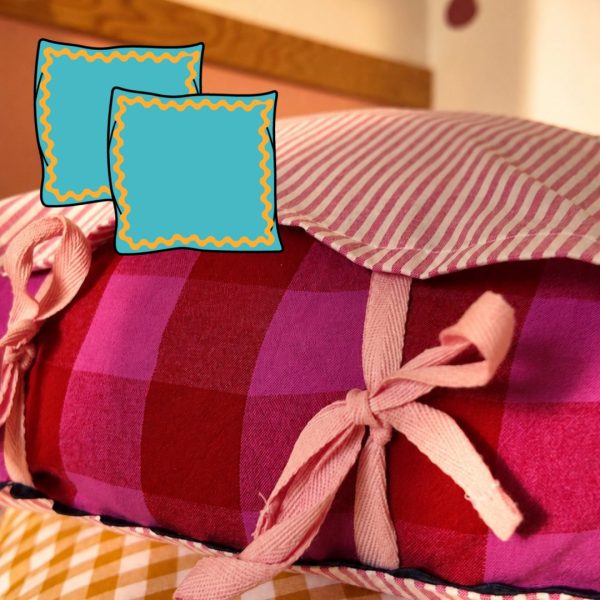 Kit couture - Duo Housses coussins Sarasa - Rose & rouge